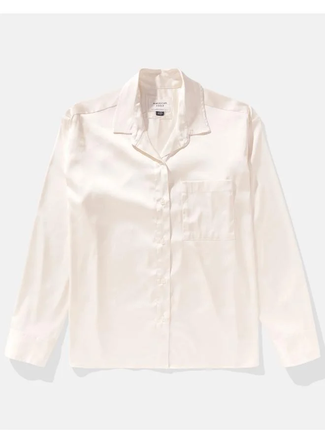 American Eagle AE Satin Button-Up Shirt