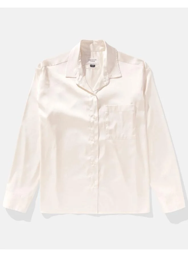 American Eagle AE Satin Button-Up Shirt
