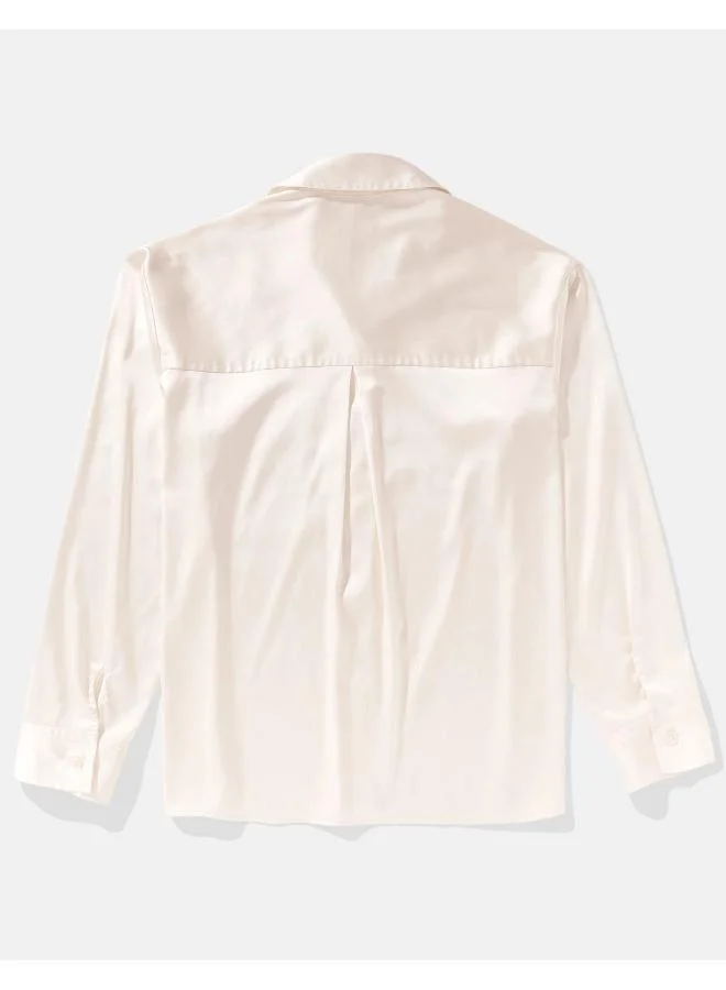 American Eagle AE Satin Button-Up Shirt