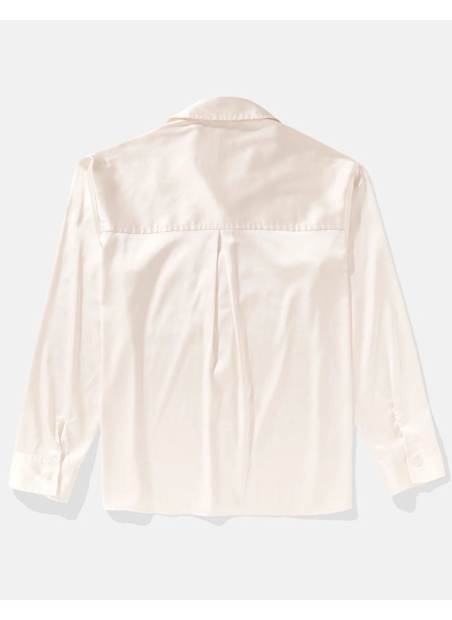American Eagle AE Satin Button-Up Shirt  - Image 4