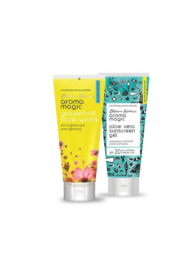 Aroma Magic Oily & Acne Prone skin Combo| Grapefruit Face Wash + Aloe Vera Sunscreen Gel (SPF 20) |100 ml Each | Pack Of 2 - Image 1