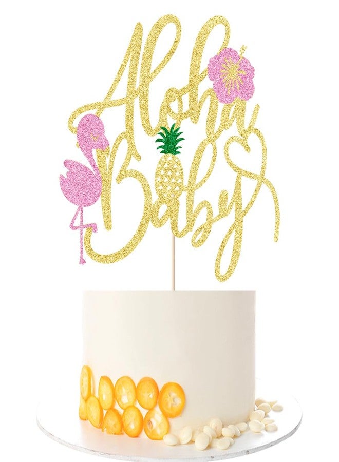 Kaoenla Aloha Baby Baby Shower Cake Topper - Hawaiian Flamingo Theme Cake Topper for、 Boy and Girl Baby Shower Party Selected Decorative Supplies - Image 1