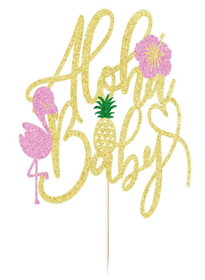 Kaoenla Aloha Baby Baby Shower Cake Topper - Hawaiian Flamingo Theme Cake Topper for、 Boy and Girl Baby Shower Party Selected Decorative Supplies - Image 2