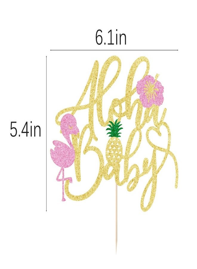 Kaoenla Aloha Baby Baby Shower Cake Topper - Hawaiian Flamingo Theme Cake Topper for、 Boy and Girl Baby Shower Party Selected Decorative Supplies - Image 3