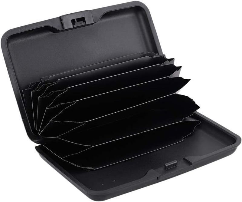 ELFISH RFID Blocking Credit Card Protector Aluminum ID Case Hard Shell Business Card Holders Metal Wallet for Men or Women (Black) - Image 2