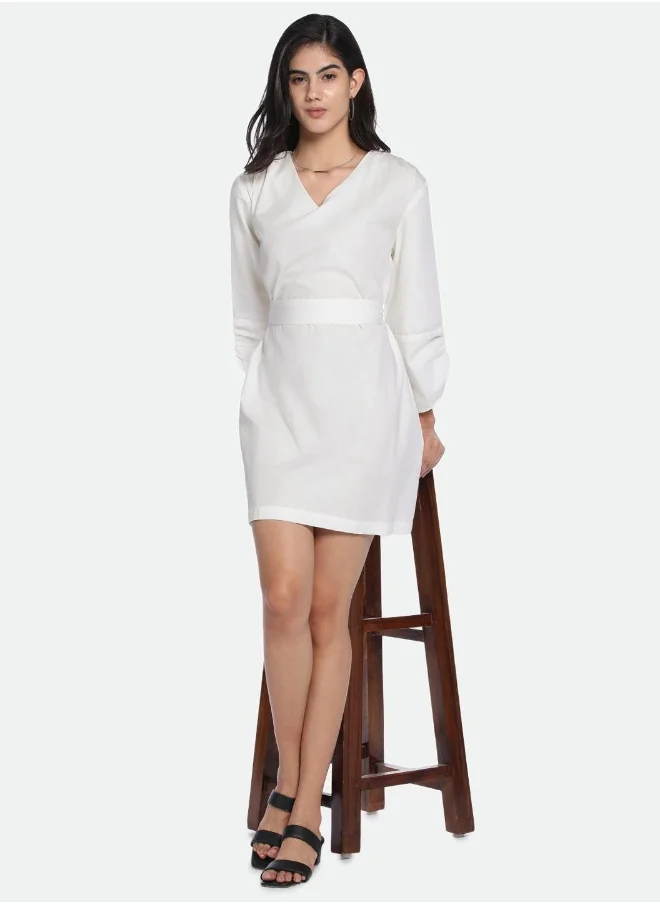 Dennis Lingo Off White Dress for Women - Regular Fit, Elegant