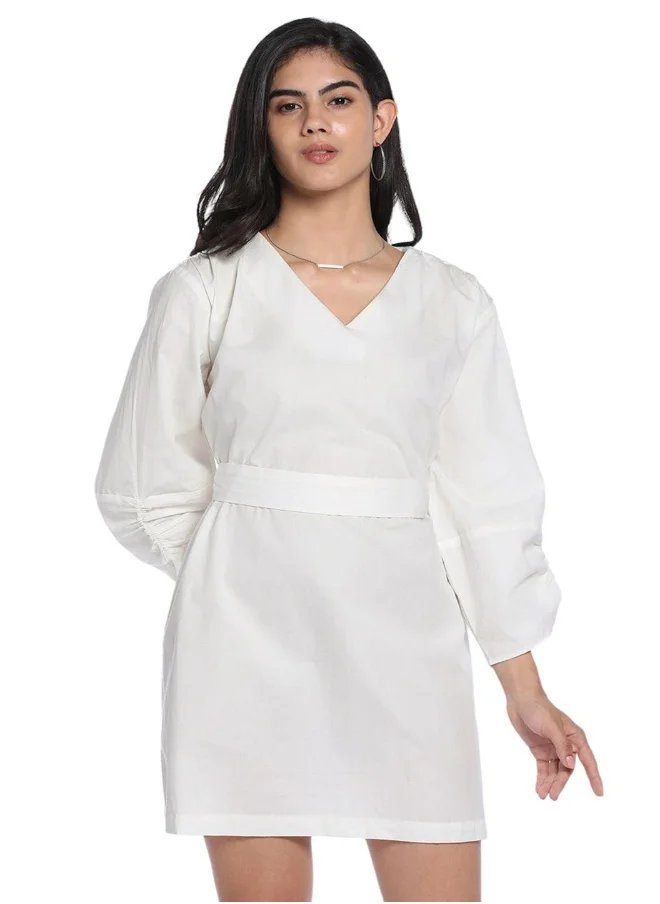 Dennis Lingo Off White Dress for Women - Regular Fit, Elegant