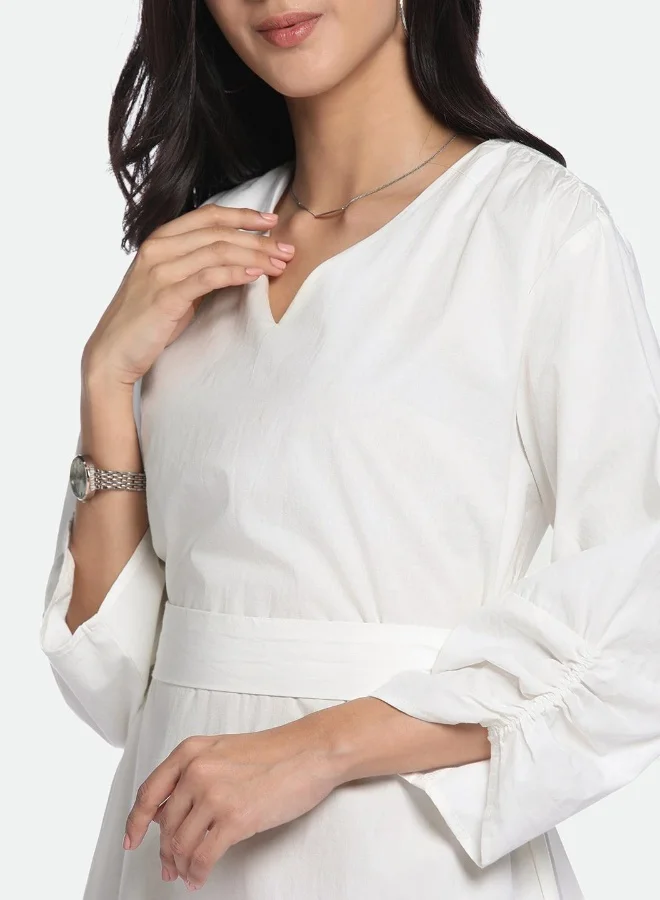 دينيس لينغو Belted Cotton Mini Dress