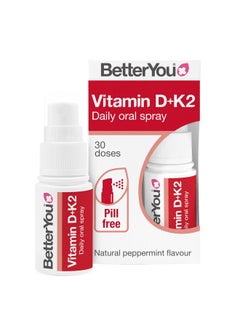 BetterYou BetterYou D3000 and K2 Vitamin D Daily Oral Spray - Convenient Alternative for Tablets - Supports Bone Health and Boost Immune System - Natural Peppermint Flavor - 0.4 oz  - Image 1