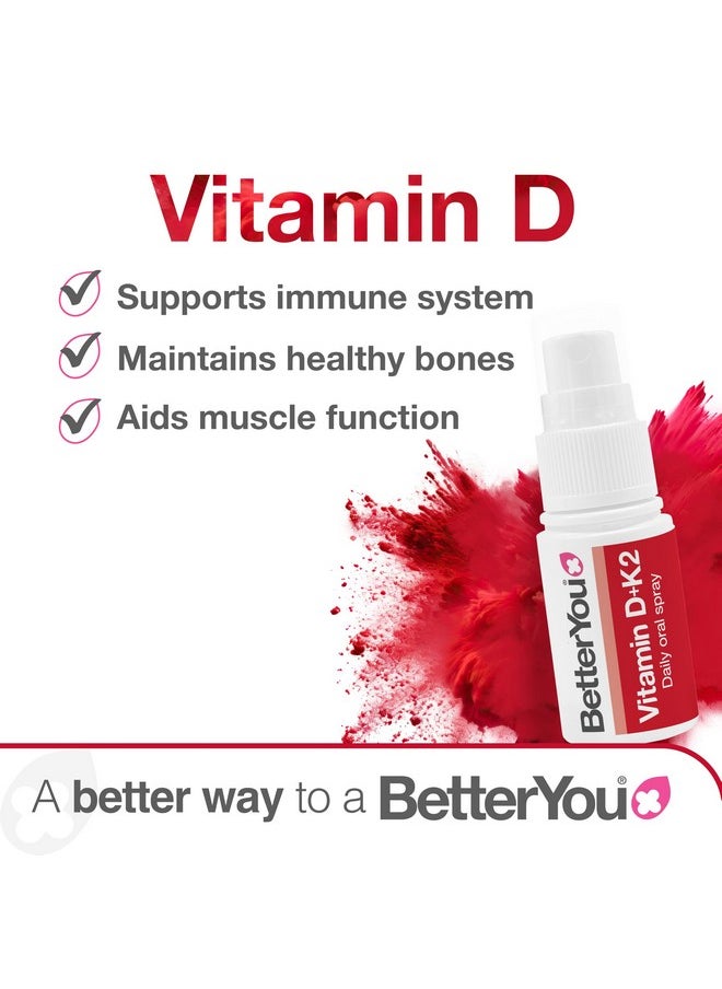 BetterYou - BetterYou D3000 and K2 Vitamin D Daily Oral Spray - Convenient Alternative for Tablets - Supports Bone Health and Boost Immune System - Natural Peppermint Flavor - 0.4 oz - Image 1