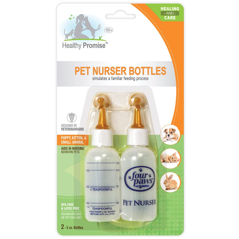Four Paws Pet Nursing Feeding Bottle for Kittens & Puppies, 2 oz. - Image 1