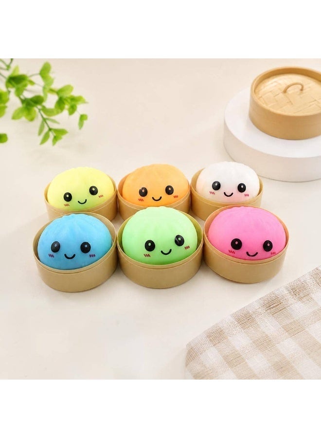 squishy Giant Dumpling Squishy Fidget Sensory Stress Ball Toy with Food Steamer Container, Surprise Pack of 1 - Image 3