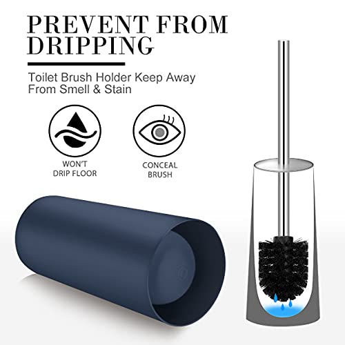 Wsedor Toilet Brush and Holder, 2 Pack Toilet Brush with 304 Stainless Steel Long Handle, Toilet Bowl Brush for Bathroom Toilet-Ergonomic, Elegant,Durable (Blue) - Image 5
