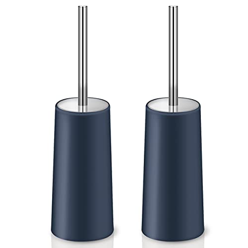 Wsedor Toilet Brush and Holder, 2 Pack Toilet Brush with 304 Stainless Steel Long Handle, Toilet Bowl Brush for Bathroom Toilet-Ergonomic, Elegant,Durable (Blue) - Image 1