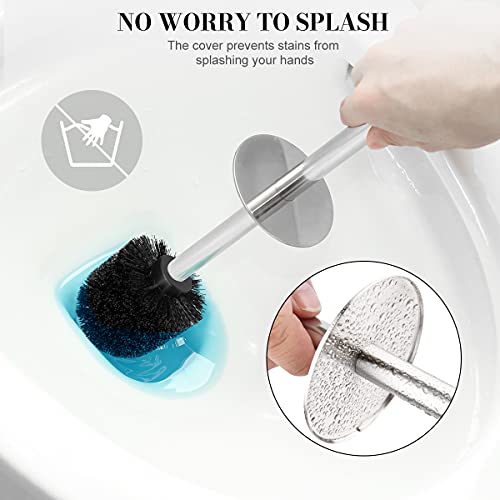 Wsedor Toilet Brush and Holder, 2 Pack Toilet Brush with 304 Stainless Steel Long Handle, Toilet Bowl Brush for Bathroom Toilet-Ergonomic, Elegant,Durable (Blue) - Image 3