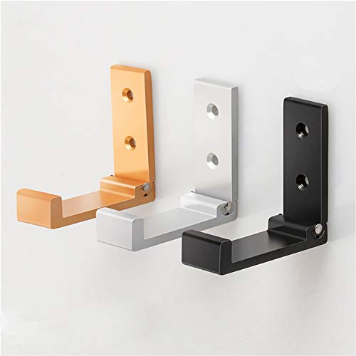 ZEYU Folding Coat Hooks, 5Pcs Wall Hooks for Hanging Coat Towel Hooks Hardware Heavy Duty Aluminum Alloy Headphone Holder Hooks No Rust Wall Mounted with Screws for Hat Bags Fitness Equipment Golden - Image 3