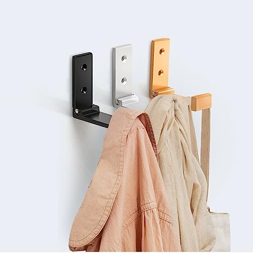 ZEYU Folding Coat Hooks, 5Pcs Wall Hooks for Hanging Coat Towel Hooks Hardware Heavy Duty Aluminum Alloy Headphone Holder Hooks No Rust Wall Mounted with Screws for Hat Bags Fitness Equipment Golden - Image 4