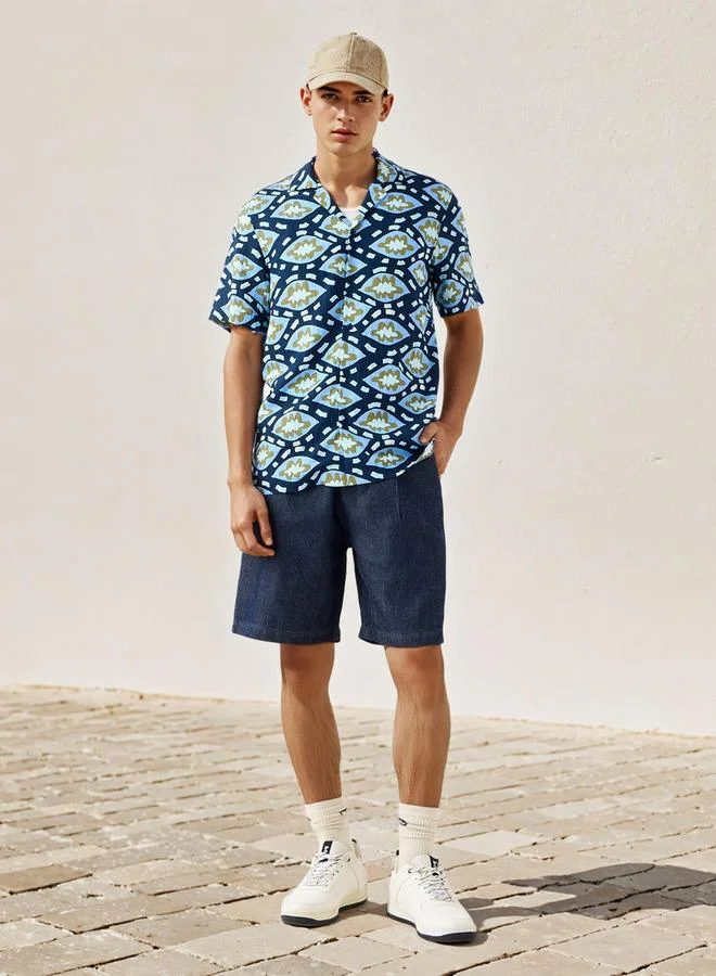 Lee Cooper Lee Cooper Printed Camp Collar Shirt