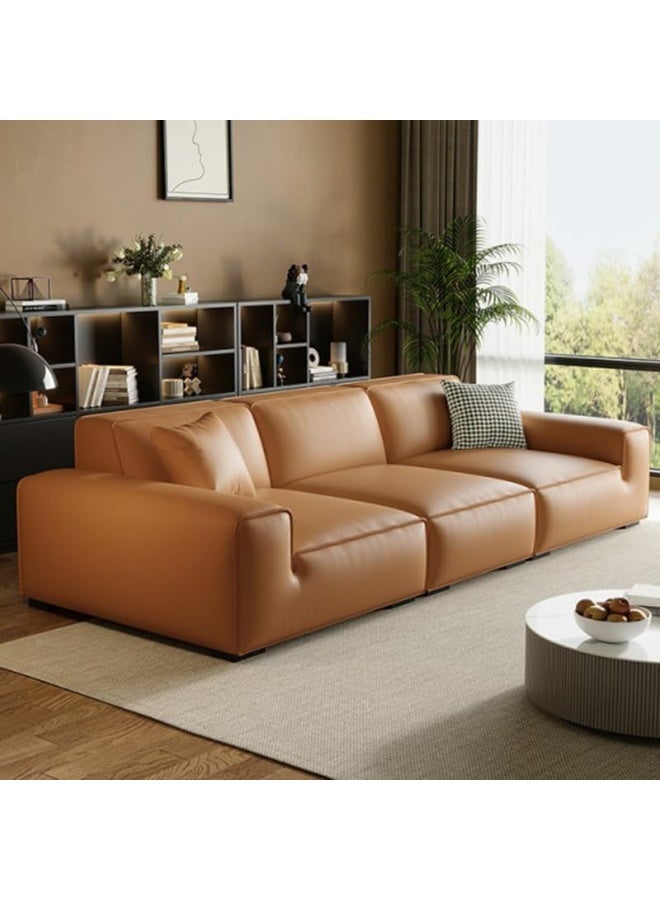 Zayn comforts Extra Long Faux Leather Modern Sofa Seats 5 - Image 5