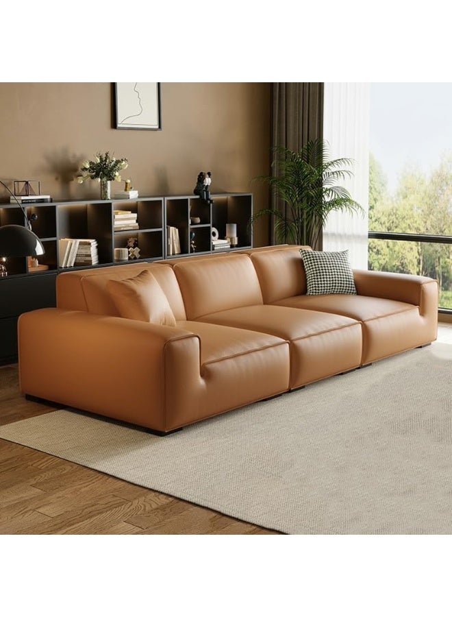 Zayn comforts Extra Long Faux Leather Modern Sofa Seats 5 - Image 1
