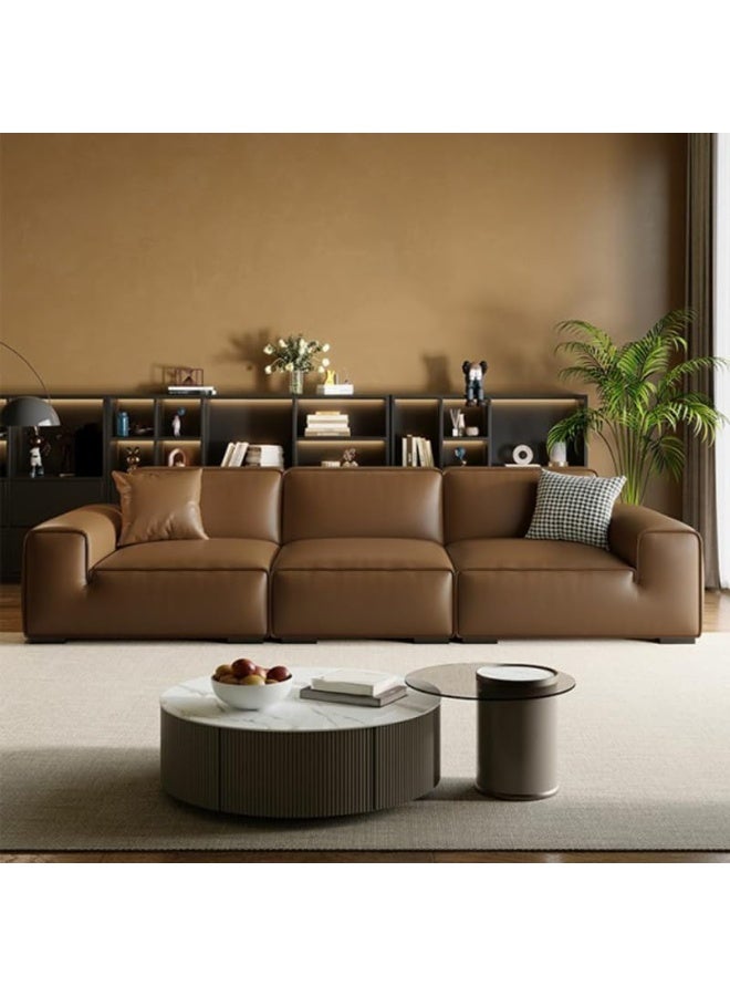 Zayn comforts Extra Long Faux Leather Modern Sofa Seats 5 - Image 2
