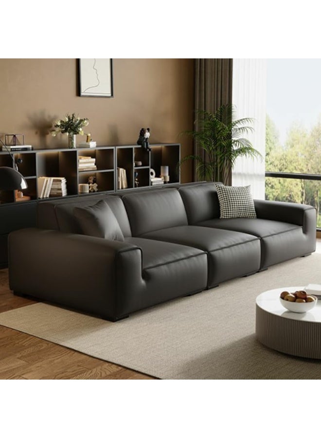Zayn comforts Extra Long Faux Leather Modern Sofa Seats 5 - Image 3