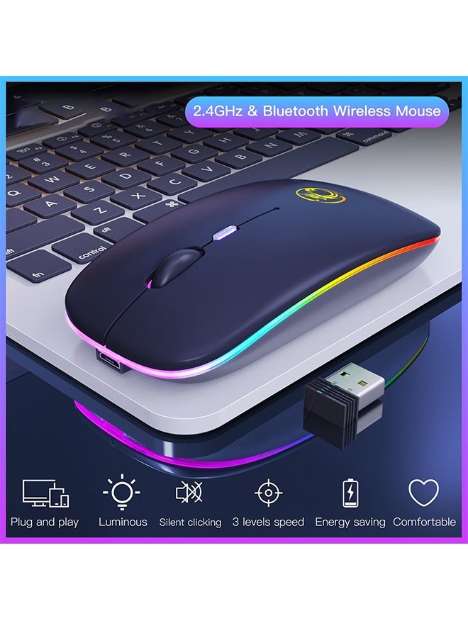 Wireless Mouse Rechargeable Silent RGB LED Backlit Gaming Mouse for Computer Laptop Tablet PC Office Home Use - Image 5