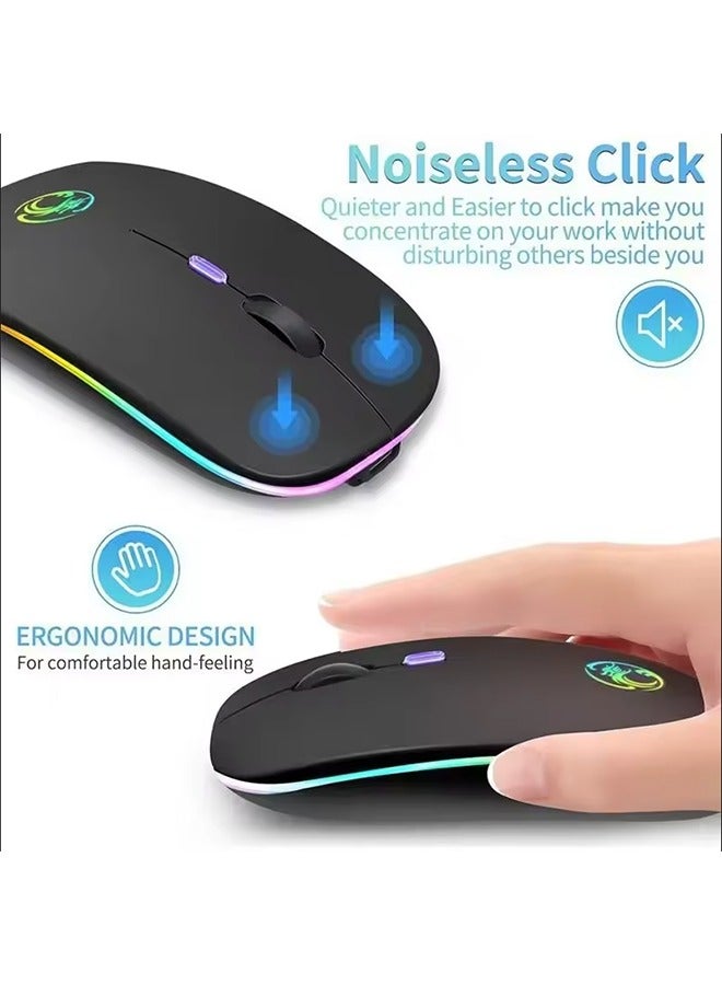 Wireless Mouse Rechargeable Silent RGB LED Backlit Gaming Mouse for Computer Laptop Tablet PC Office Home Use - Image 2