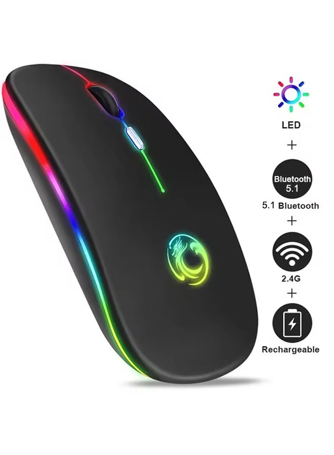 Wireless Mouse Rechargeable Silent RGB LED Backlit Gaming Mouse for Computer Laptop Tablet PC Office Home Use - Image 1