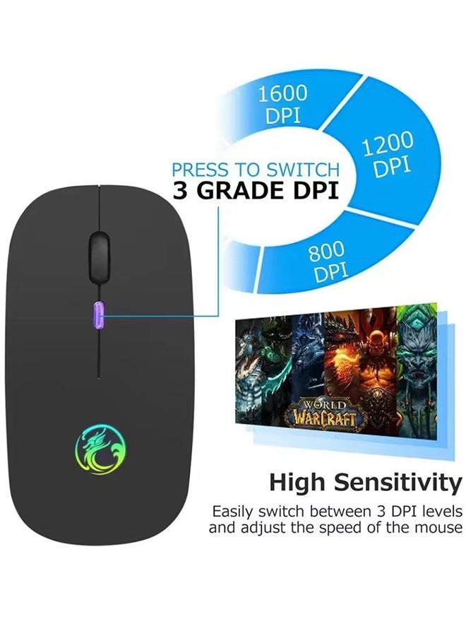 Wireless Mouse Rechargeable Silent RGB LED Backlit Gaming Mouse for Computer Laptop Tablet PC Office Home Use - Image 3