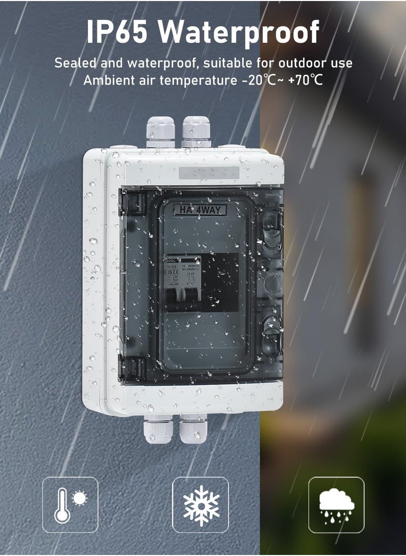 SYOSI - Outdoor Breaker Box with 15 Amp Miniature Circuit Breaker, DIN Rail Enclosure, Solar Disconnect Switch - Image 1