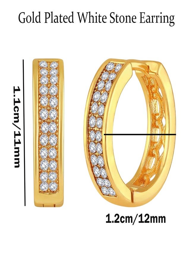 VAMA FASHIONS Trendy 14K Gold Plated White Stone Hypoallergenic Piercing Hoop Ear Earring Kan Kaan Ka baliyan bali for Mens Boys - Image 2