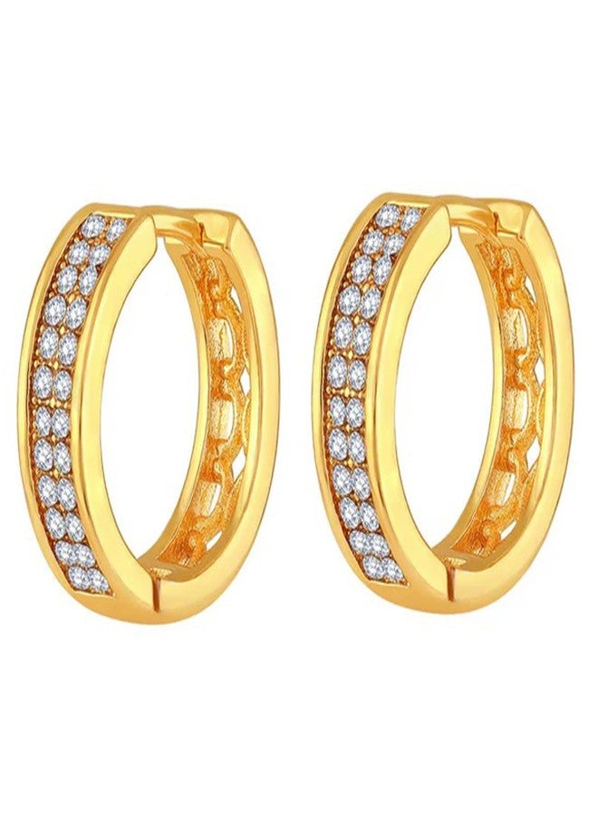 VAMA FASHIONS Trendy 14K Gold Plated White Stone Hypoallergenic Piercing Hoop Ear Earring Kan Kaan Ka baliyan bali for Mens Boys - Image 1