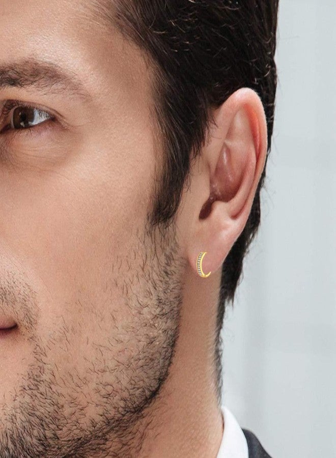 VAMA FASHIONS Trendy 14K Gold Plated White Stone Hypoallergenic Piercing Hoop Ear Earring Kan Kaan Ka baliyan bali for Mens Boys - Image 5