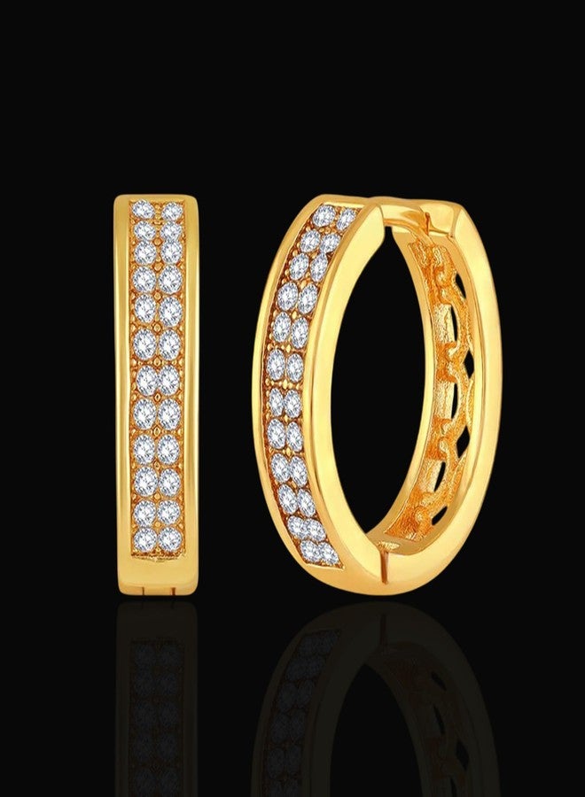 VAMA FASHIONS Trendy 14K Gold Plated White Stone Hypoallergenic Piercing Hoop Ear Earring Kan Kaan Ka baliyan bali for Mens Boys - Image 4
