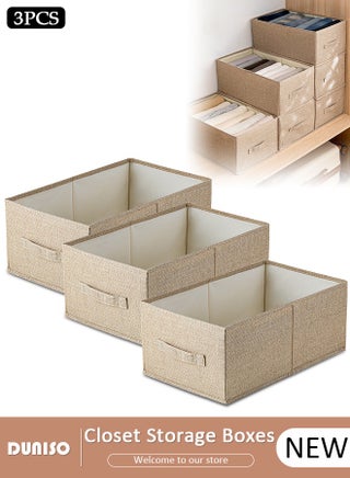 3pcs Wardrobe Clothes Organizer Foldable Closet Storage Organizer for Clothes Jeans Washable Closet Storage Boxes with Carrying Handles Cube Storage Bin for Home Bedroom Office - pzsku/Z6C4E34D218CB97E59902Z/45/1750665896/e32167b2-7bb1-49e8-bd8a-fcfcb87aec00