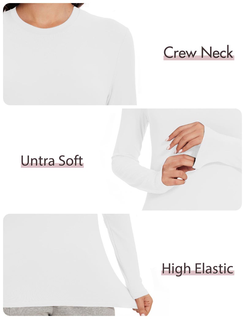 Kinglaman 4 Pack Womens Long Sleeve Shirts Tops Loose Fit Basic Crew Neck Tee T Shirts Ultra Soft Blouses Tops 4 White Medium - Image 5