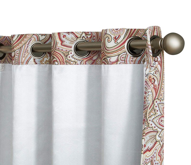 HLC.ME Paris Paisley Thermal Insulated Blackout Decorative Rod Pocket Short Scalloped Curtain Valance for Kitchen, Bathroom, Basement and Small Windows (50 W x 20 L Inch, Spice Red) - Image 5