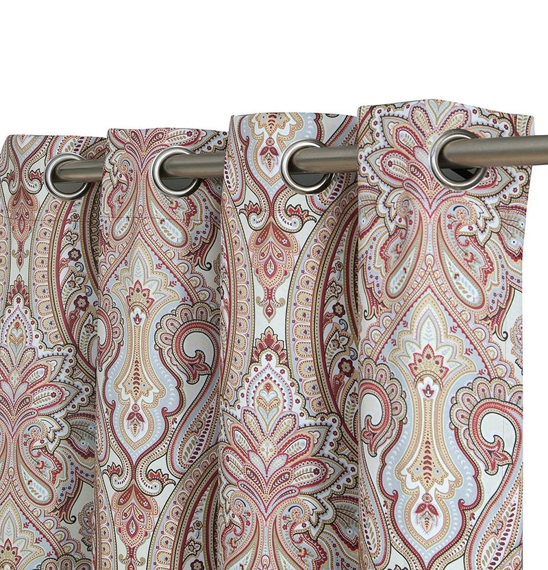 HLC.ME Paris Paisley Thermal Insulated Blackout Decorative Rod Pocket Short Scalloped Curtain Valance for Kitchen, Bathroom, Basement and Small Windows (50 W x 20 L Inch, Spice Red) - Image 4