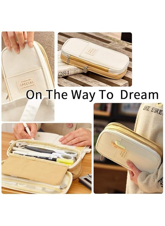 DROPOSALE Big Cotton Pen Pouch Keep Your Writing Essentials Organized and Visible Best for Student Exams Pack of 1 (Khakhi Big) - Image 5