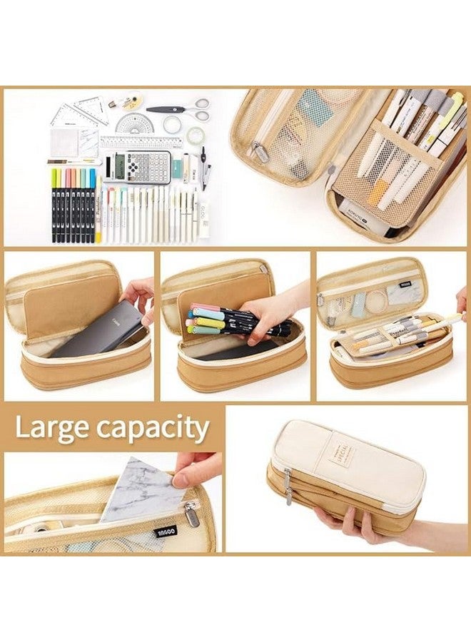 DROPOSALE Big Cotton Pen Pouch Keep Your Writing Essentials Organized and Visible Best for Student Exams Pack of 1 (Khakhi Big) - Image 4