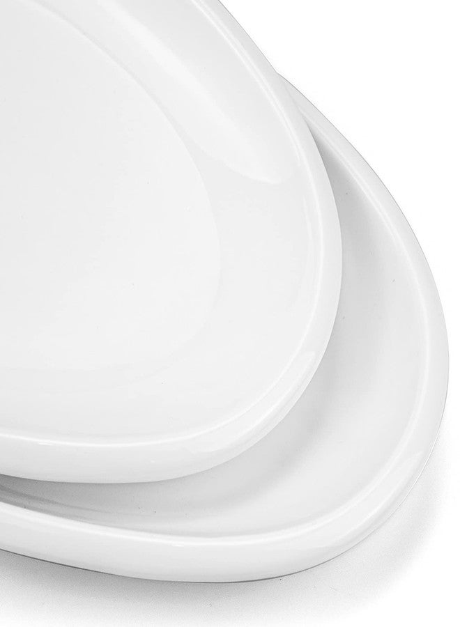 Yesland 2 Pack 16" Porcelain Large Oval Serving Plates, White Oval Serving Platters Dishes for Serving Food, Appetizers, Dessert, Meat, Sushi, Fish, Party - Image 4