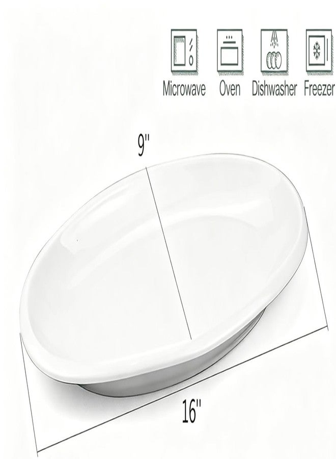 Yesland 2 Pack 16" Porcelain Large Oval Serving Plates, White Oval Serving Platters Dishes for Serving Food, Appetizers, Dessert, Meat, Sushi, Fish, Party - Image 2