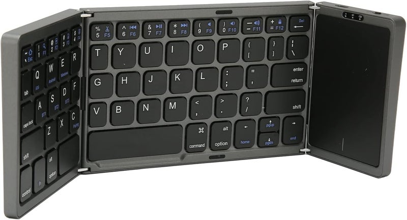 atdaraz B089T Foldable Keyboard, Folding Portable Wireless Keyboard with Touchpad, 64 Keys USB C Computer Keyboard for Laptop Tablet (Grey) - Image 1