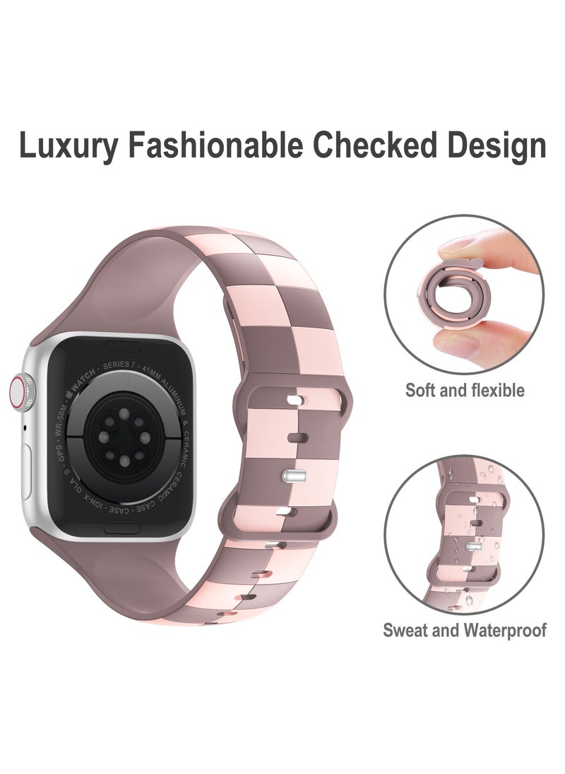 TEMPO Luxury Checkered Designer Bands Compatible with Apple Watch Ultra 2/1 Ultra 49mm 46mm 45mm 44mm 42mm for Men Women, Soft Silicone,Waterproof Strap for iWatch Series 10 9 8 7 6 5 4 3 2 1 SE  - Image 2