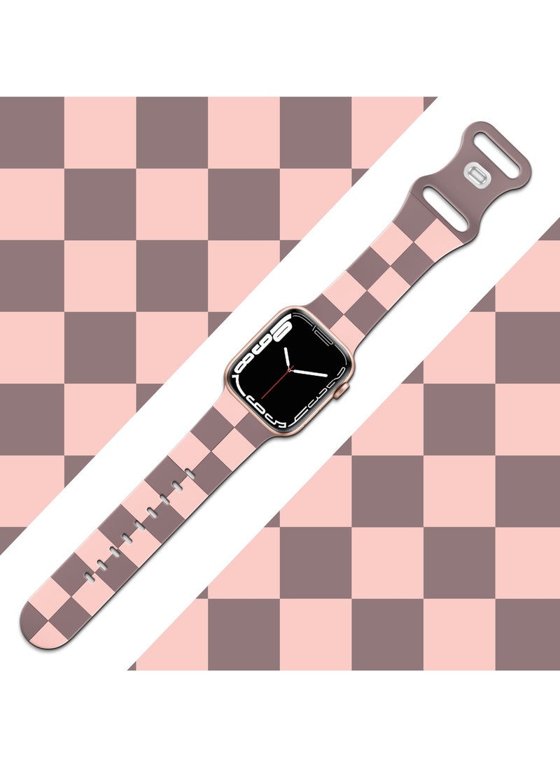 TEMPO Luxury Checkered Designer Bands Compatible with Apple Watch Ultra 2/1 Ultra 49mm 46mm 45mm 44mm 42mm for Men Women, Soft Silicone,Waterproof Strap for iWatch Series 10 9 8 7 6 5 4 3 2 1 SE  - Image 3
