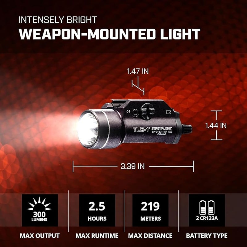 ستريم لايت مصباح يدوي 69110 TLR-1 300 لومن 12000 كانديلا يثبت على السكك الحديدية مع مفاتيح تحديد السكك الحديدية، اسود - Image 2