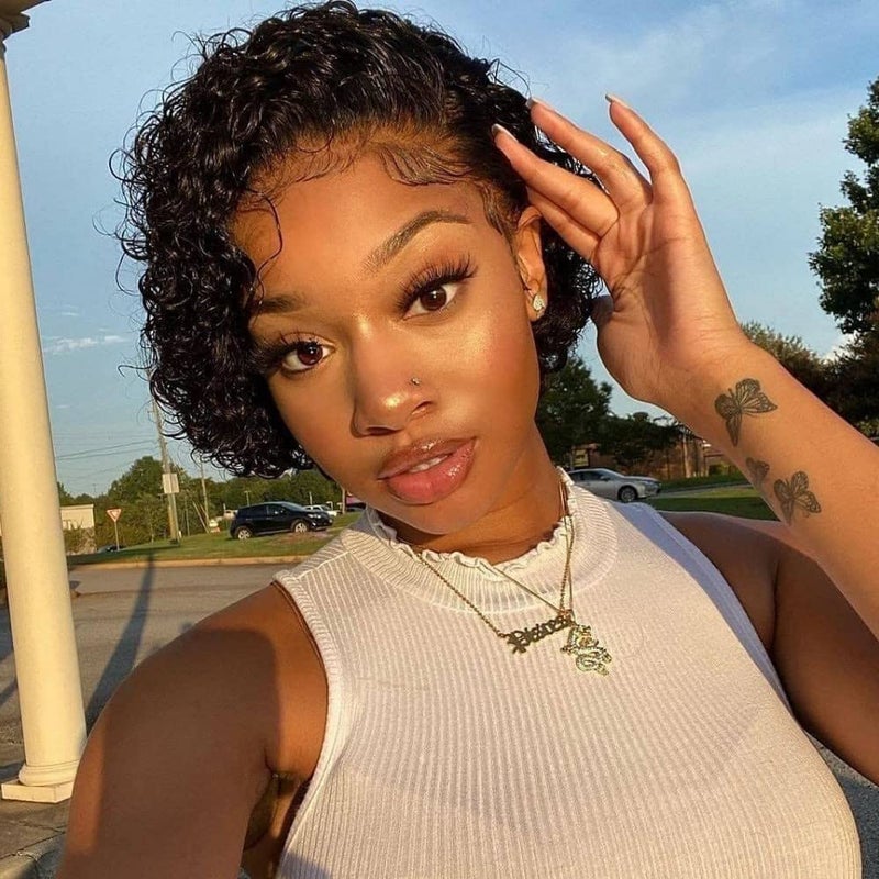 Short Curly Lace Wig Pixie Wigs For Black Women Human Hair 150 Density Pixie Cut Lace Front Wigs Human Hair 13x1 Short Curly Wigs HD Glueless Pre Plucked Lace Front Wig