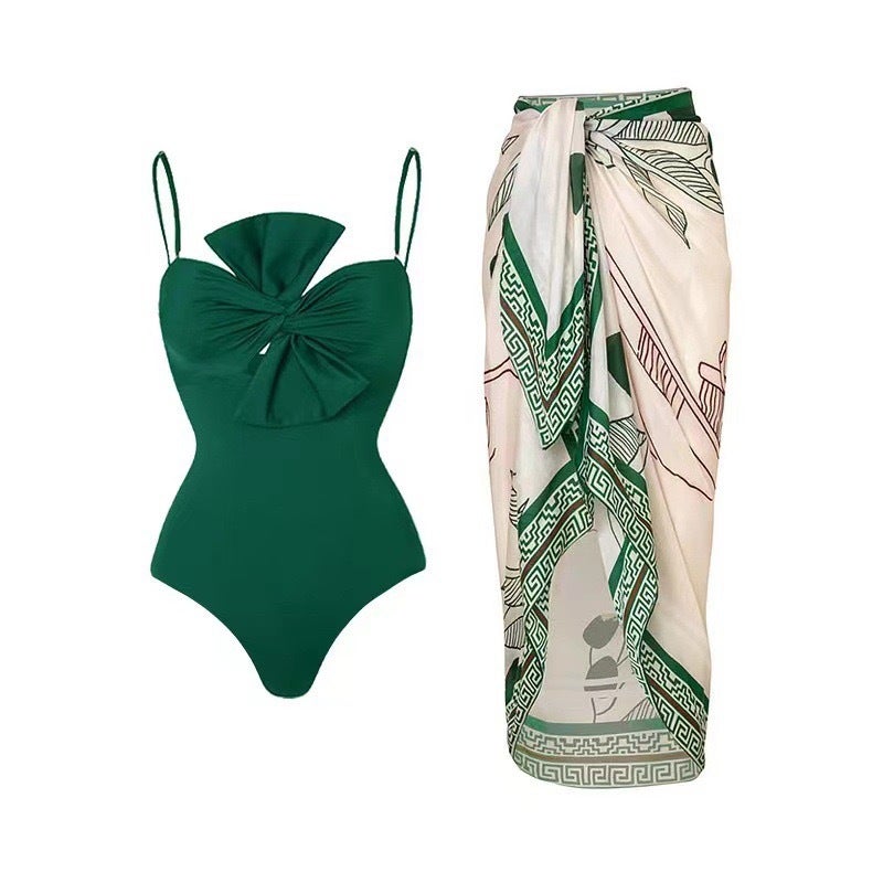 Lanqi 2024 Solid One-Piece Swimsuit with Bow Black jumpsuit - Image 5