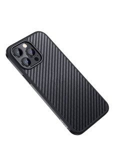 Generic Case Cover For iPhone 14 Pro Max SULADA Carbon Fiber Textured Shockproof Metal + TPU Frame Case Black 